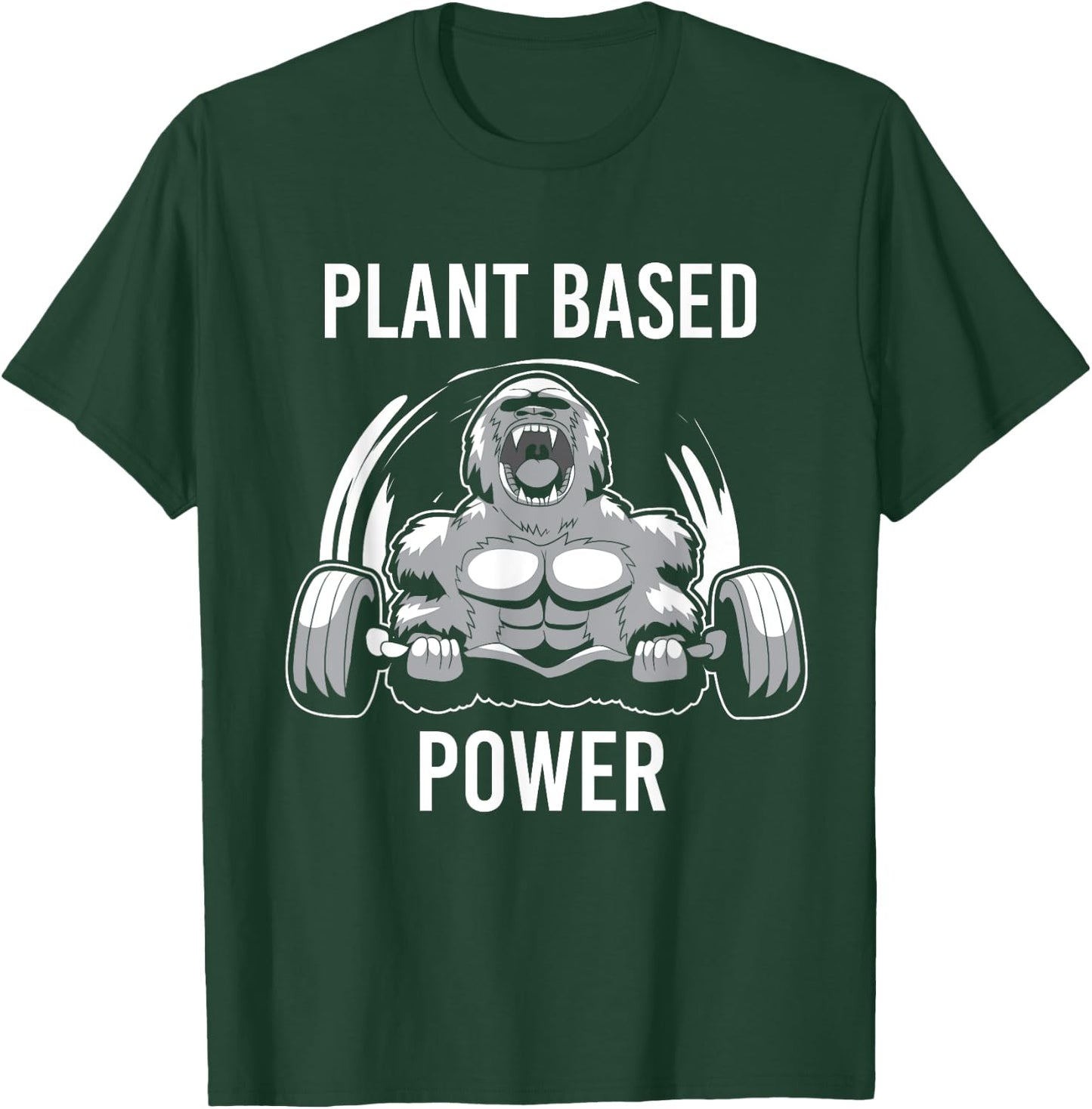 Plant Based Power Vegan Gorilla Gym Fitness & Bodybuilder T-Shirt - T-Shirt | Forest