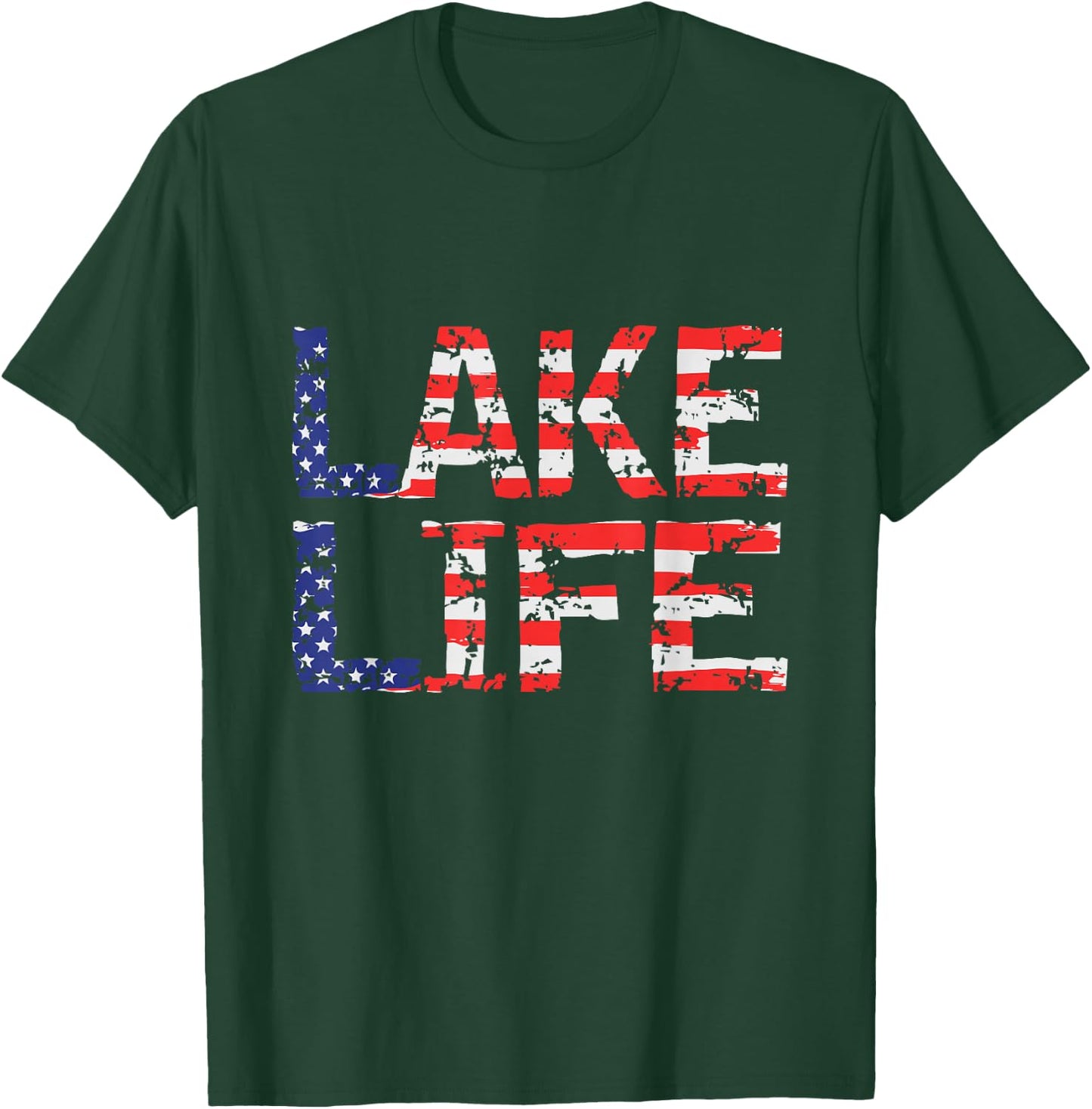 Vintage Lake Life 4th of July Patriotic T-Shirt - T-Shirt | Forest