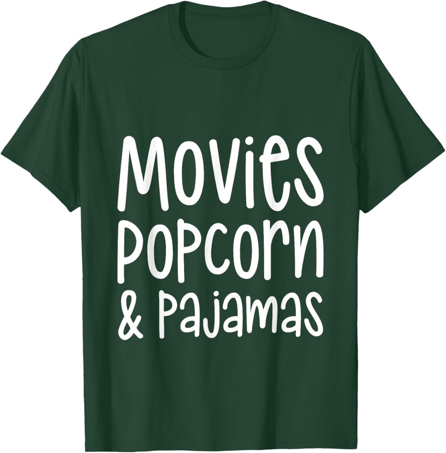 Movies Popcorn And Pajamas Cozy Movie Night Essentials T-Shirt - T-Shirt | Forest