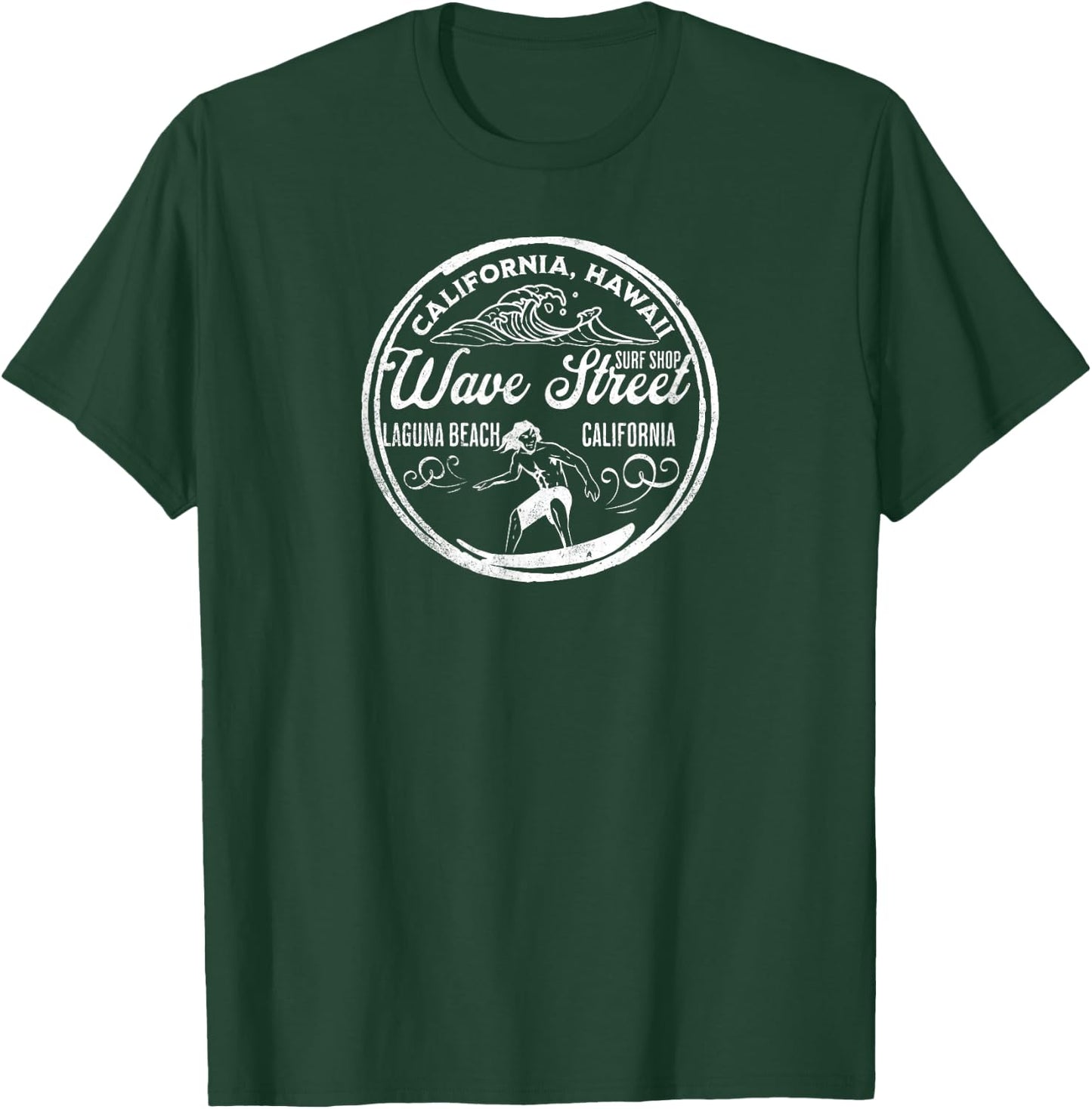 Wave Street Surf Shop Vintage Graphic T-Shirt - T-Shirt | Forest