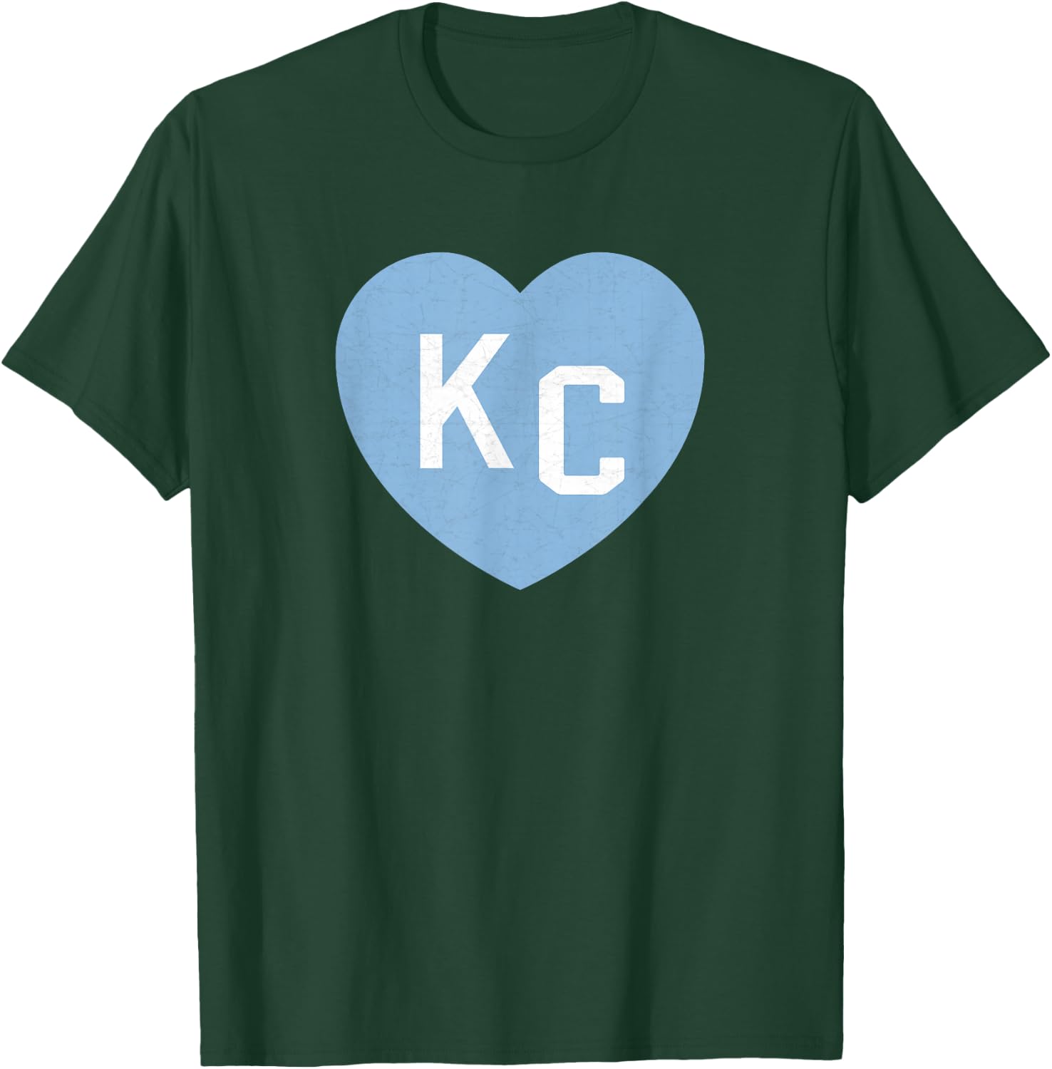 KC Heart 2 Letters KC (Kansas City) KC Love KC Powder Blue T-Shirt - T-Shirt | Forest