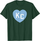 KC Heart 2 Letters KC (Kansas City) KC Love KC Powder Blue T-Shirt - T-Shirt | Forest