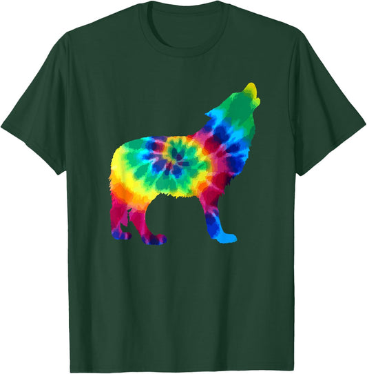 Wolf Tie Dye Vintage Hippie Dog T-Shirt - T-Shirt | Forest