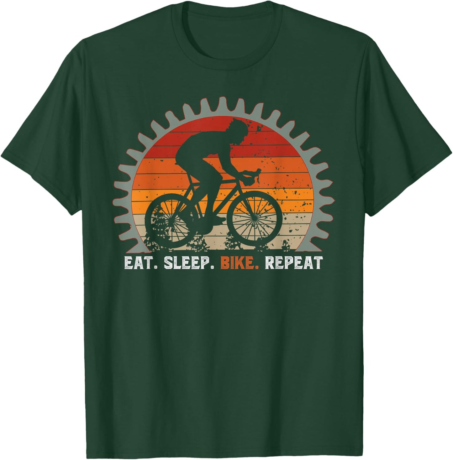 Eat Sleep Bike Repeat Bicycle Gift Cyclist T-Shirt - T-Shirt | Forest