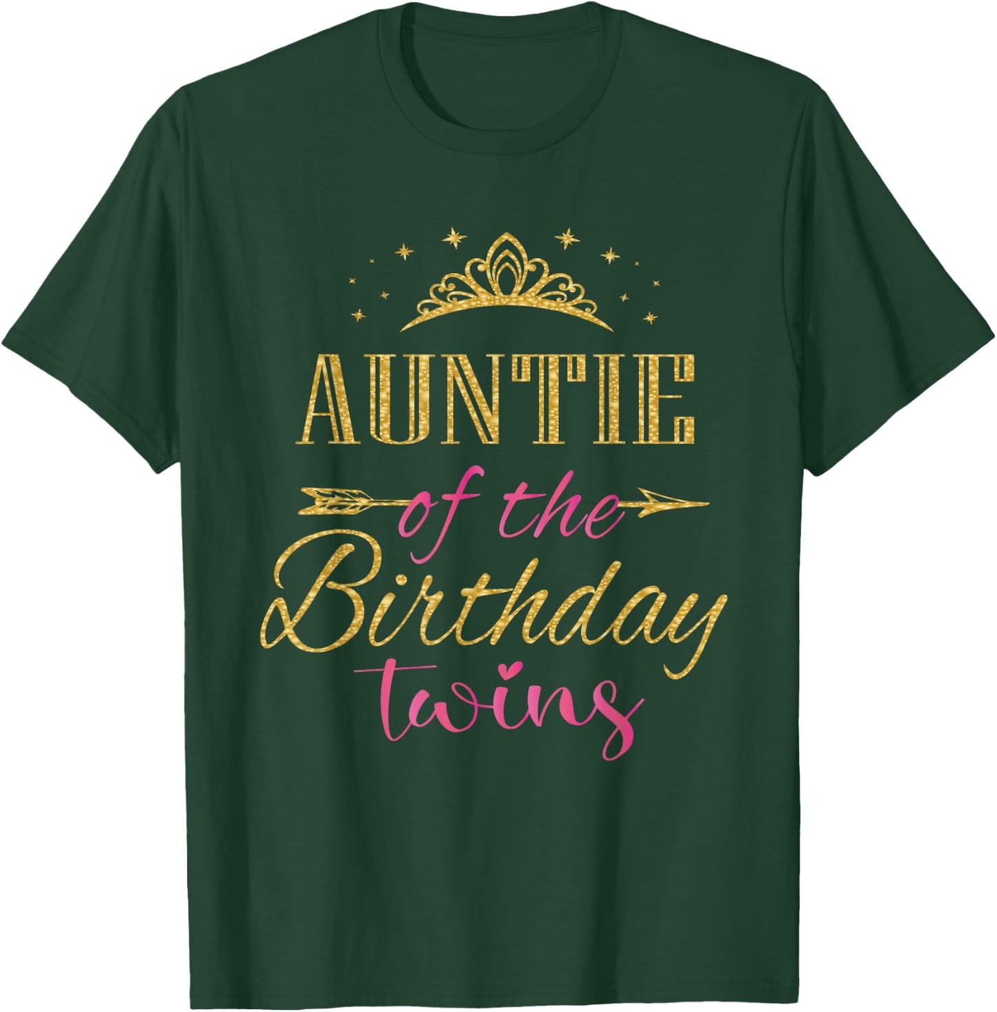 Auntie Of The Birthday Twins Kids Party T-Shirt - T-Shirt | Forest
