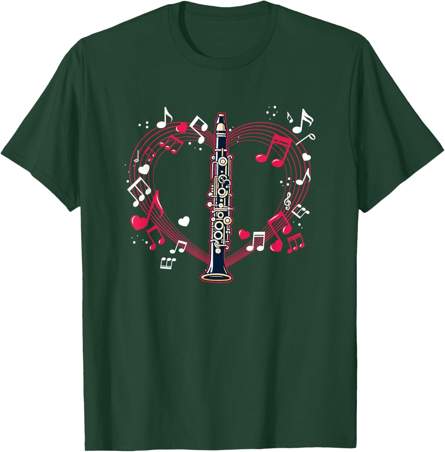 Clarinetist Player Marching Band Music Notes Clarinet T-Shirt - T-Shirt | Forest