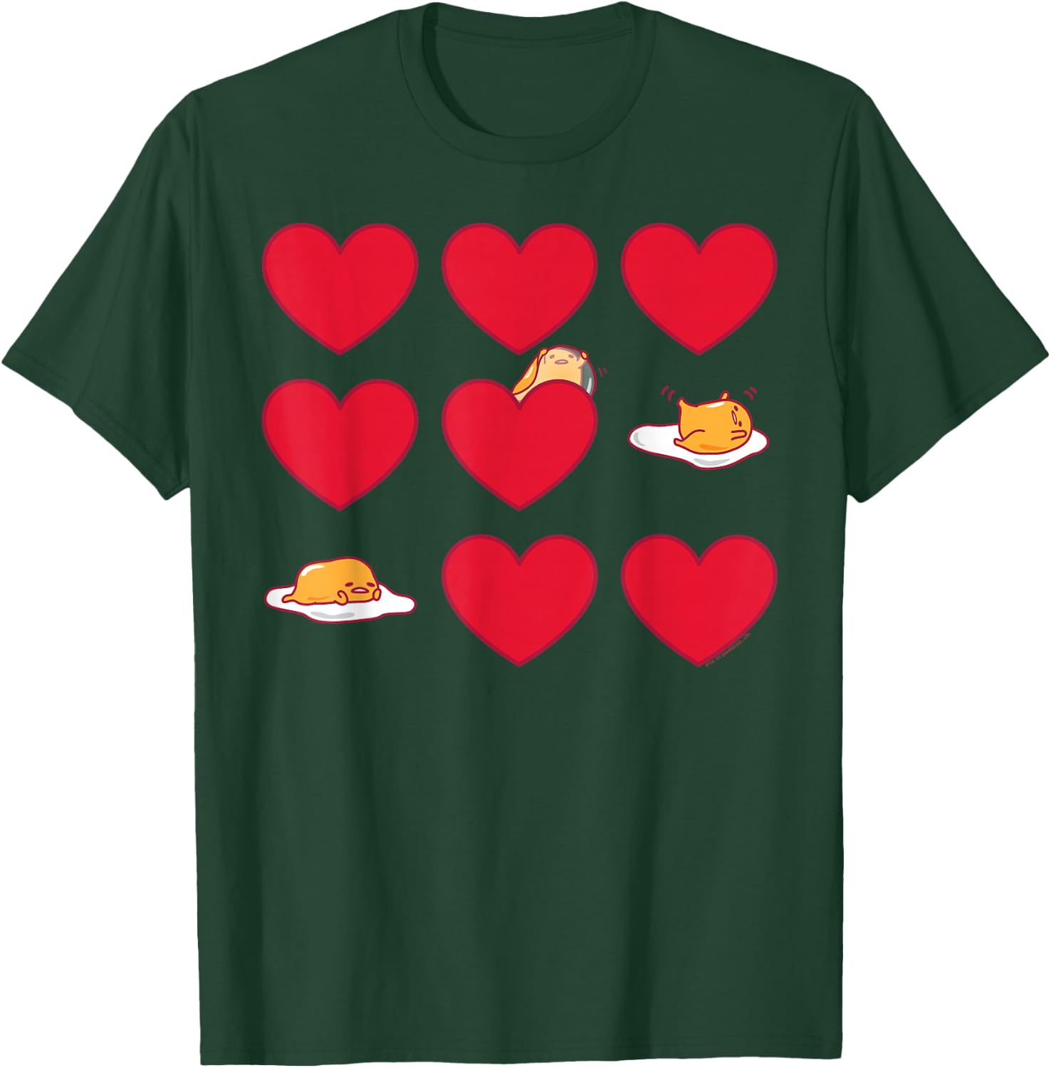 Gudetama Hearts & Eggs Valentine's T-Shirt - T-Shirt | Forest