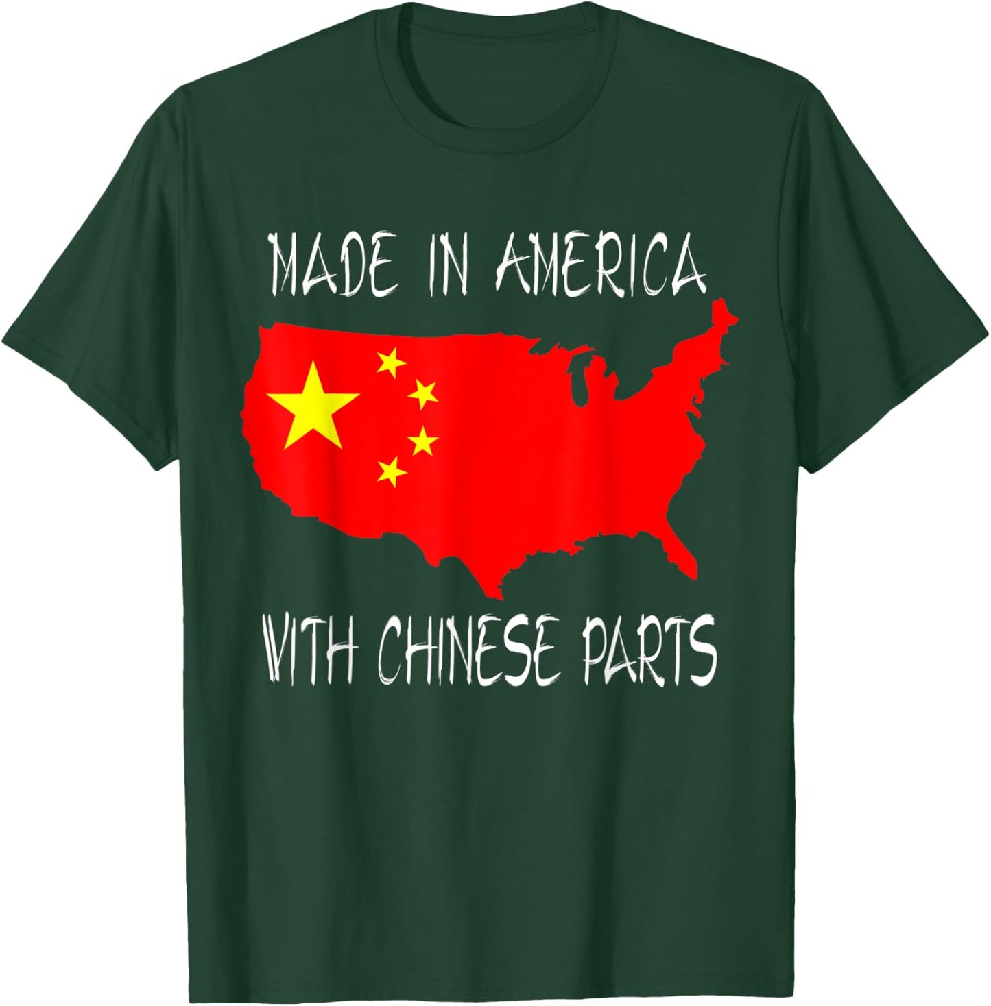 Made In America With Chinese Parts Flag Funny T-Shirt - T-Shirt | Forest