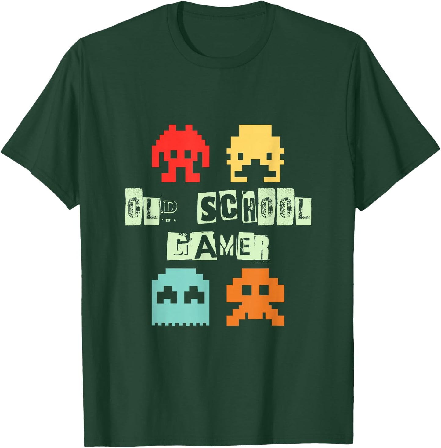 Old Vintage School Gamer - Retro Space Alien Invaders T-Shirt - T-Shirt | Forest
