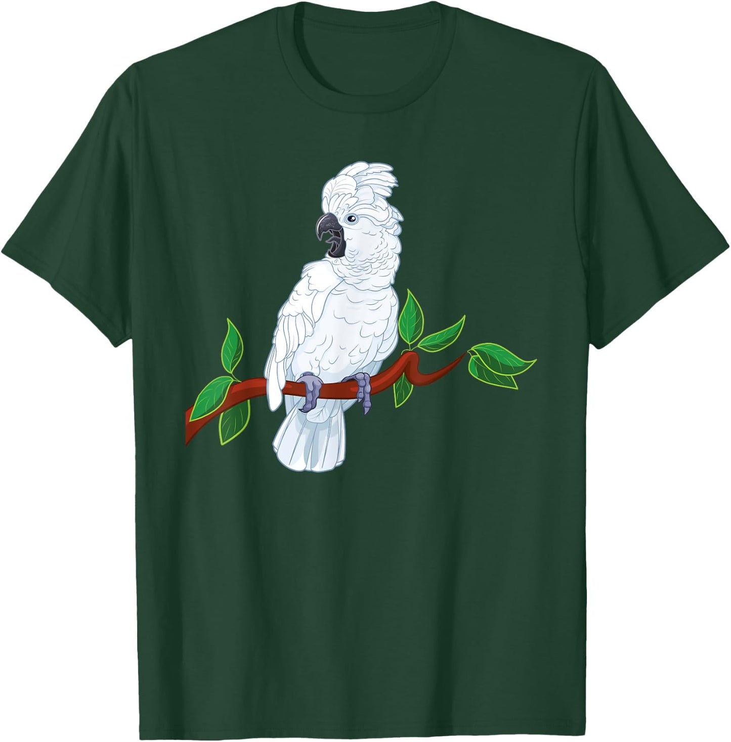 Umbrella Cockatoo on a Branch T-Shirt - T-Shirt | Forest