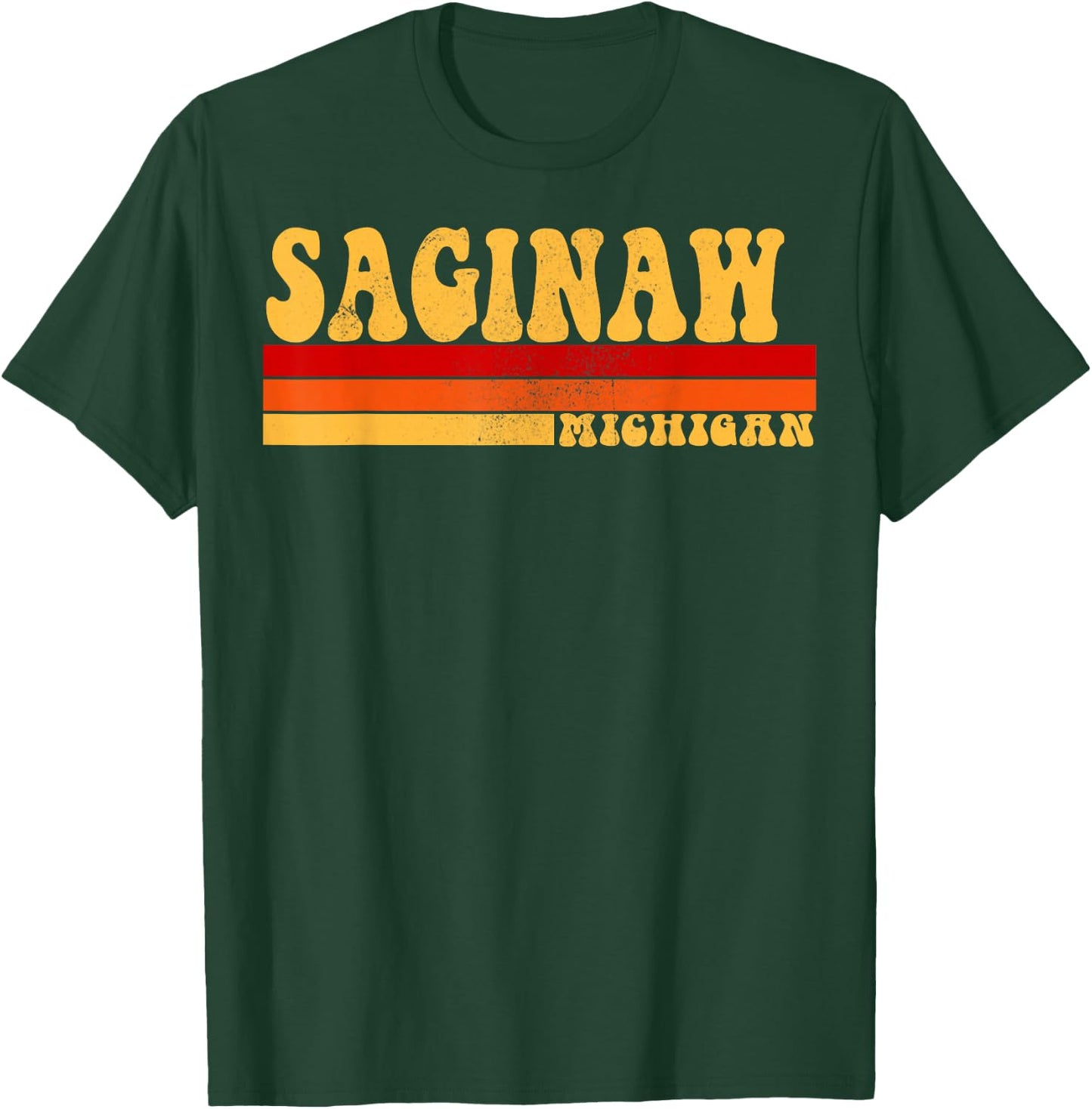 SAGINAW Michigan City Vintage Roots Retro Design 70s 80s T-Shirt - T-Shirt | Forest