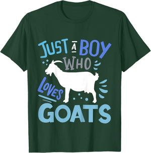 Kids Goat Just A Boy Who Loves Goats Gift T-Shirt - T-Shirt | Forest