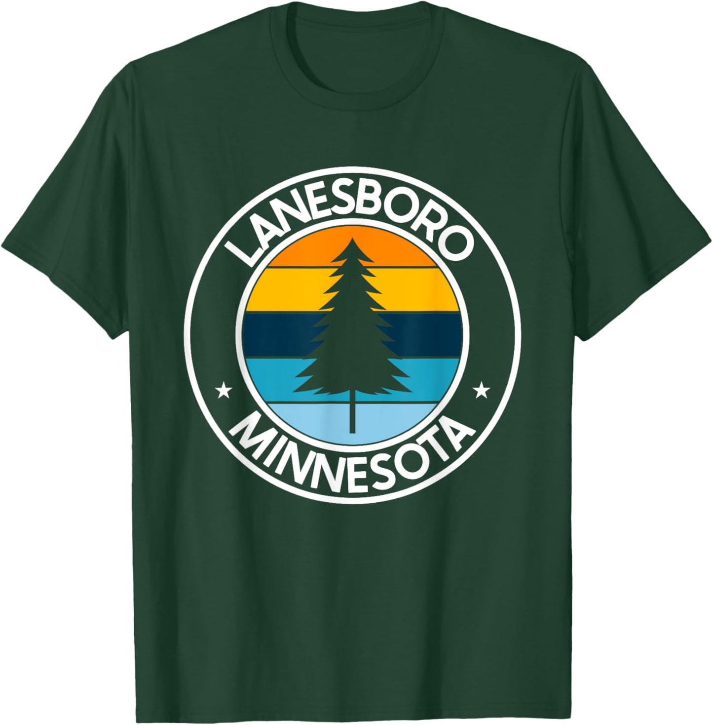 Lanesboro Minnesota MN USA City Pride Retro Sunset T-Shirt - T-Shirt | Forest