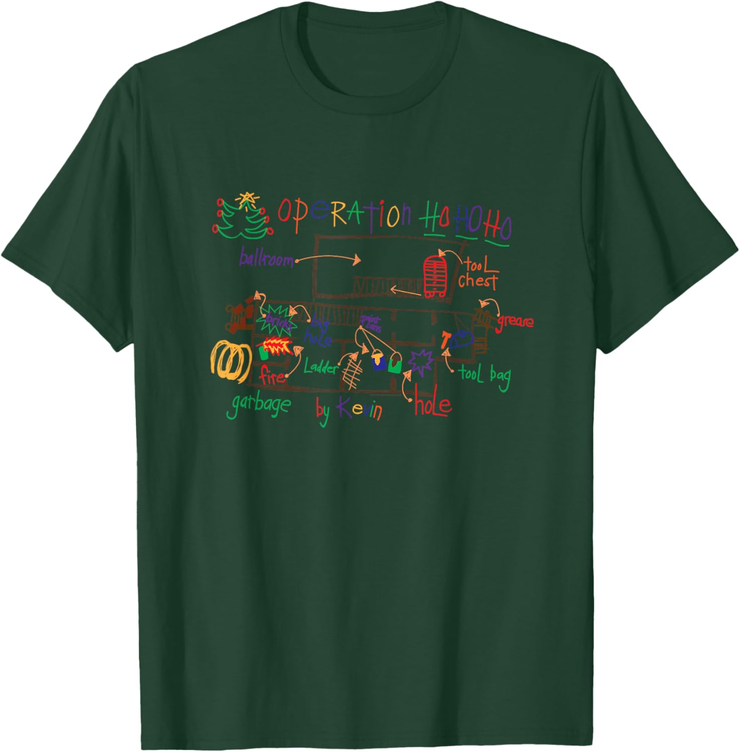 Home Alone 2 Christmas Kevin’s Drawing Operation Ho Ho Ho T-Shirt - T-Shirt | Forest