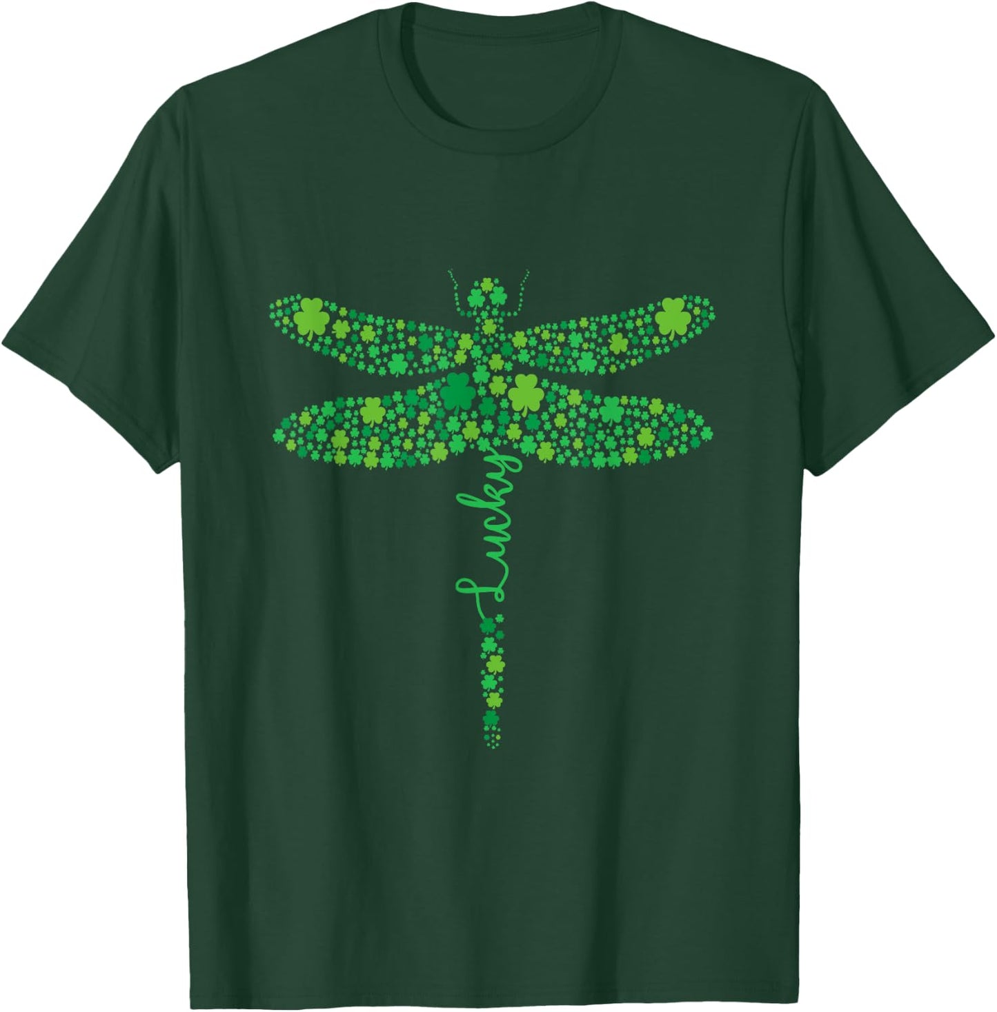Dragonfly Lucky Shamrock St. Patrick's Day T-Shirt - T-Shirt | Forest