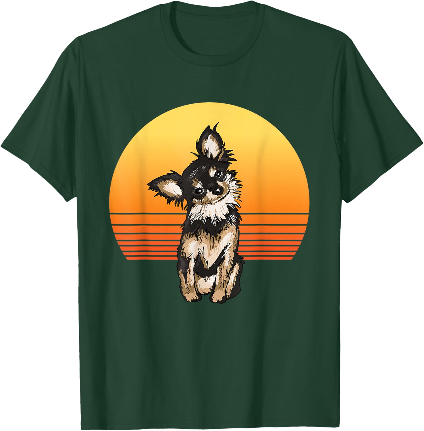 Retro Chihuahua Dad Dog Illustration Chihuahua Owner T-Shirt - T-Shirt | Forest