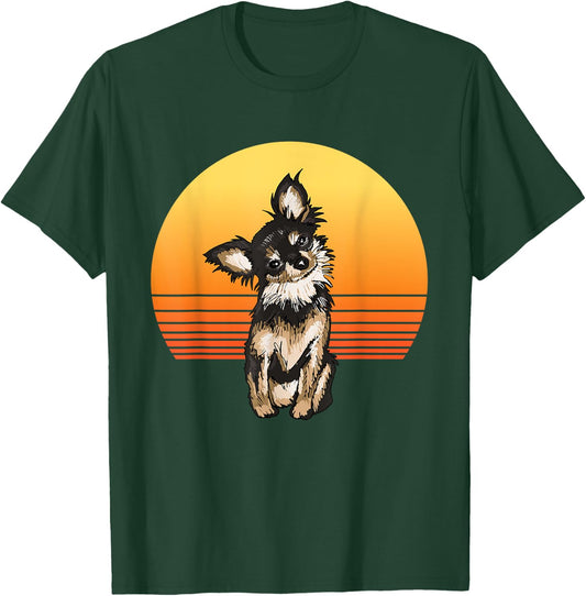 Retro Chihuahua Dad Dog Illustration Chihuahua Owner T-Shirt - T-Shirt | Forest