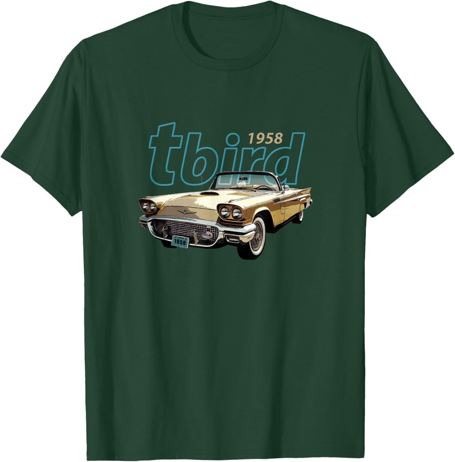 Vintage 1958 Tbird Convertible, Classic American Sports Car T-Shirt - T-Shirt | Forest