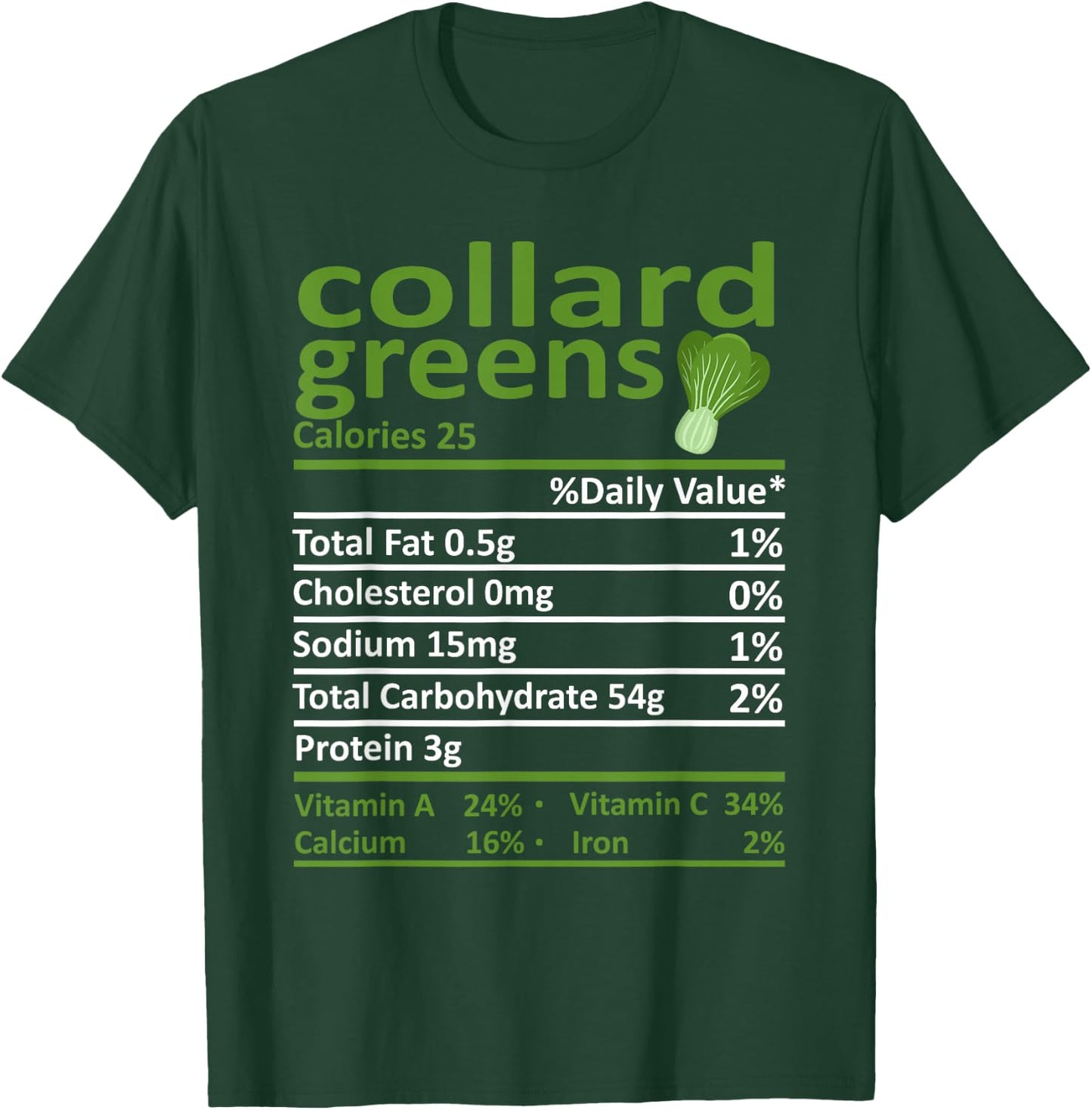 Collard Greens Nutrition Food Thanksgiving Costume Christmas T-Shirt - T-Shirt | Forest