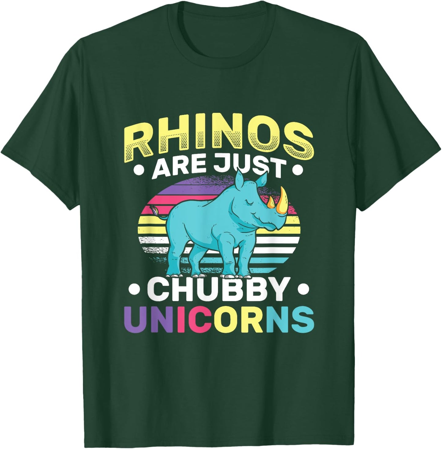 Funny Rhinos Are Just Chubby Unicorn Joke T-Shirt - T-Shirt | Forest