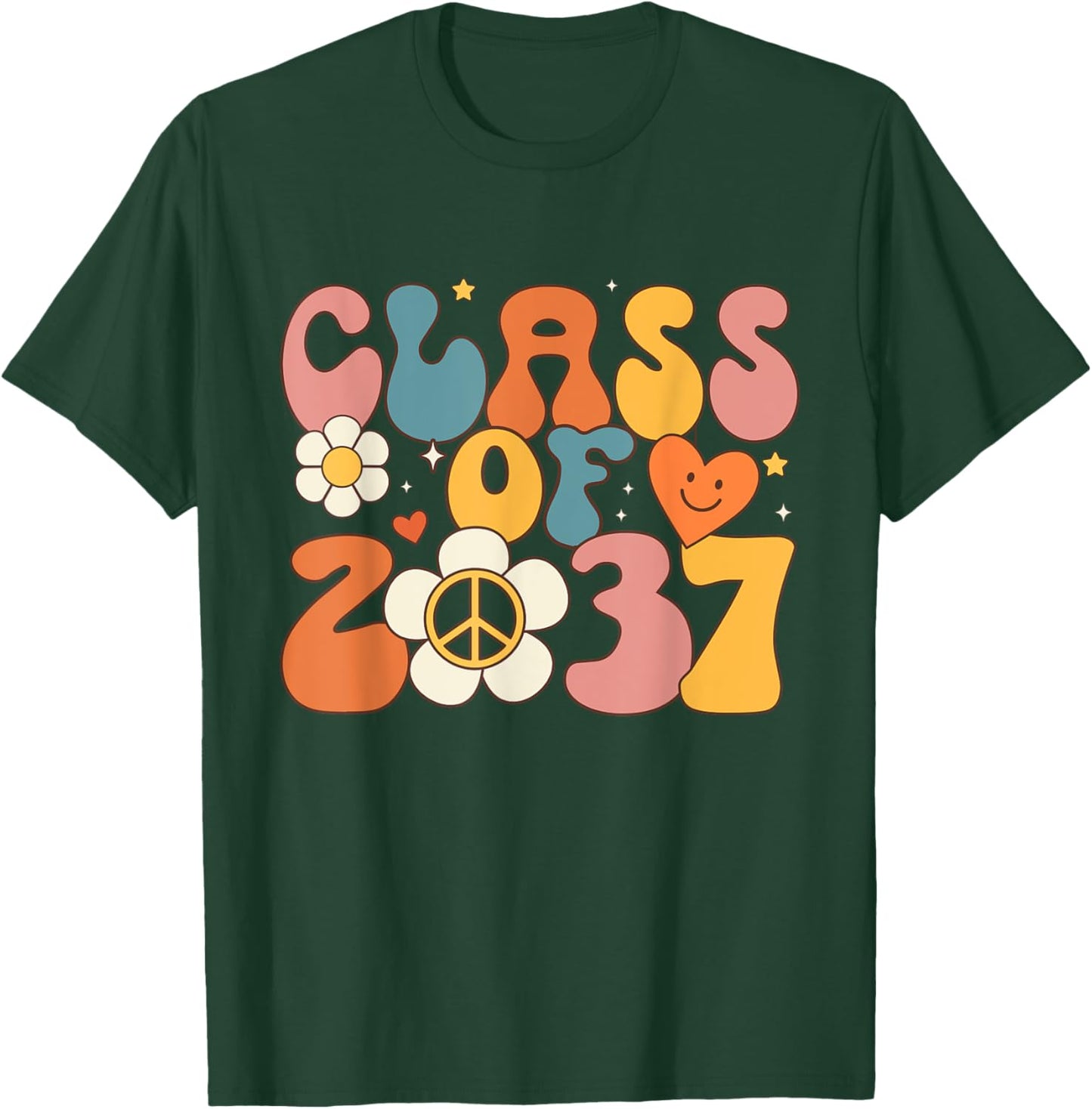 Class of 2037 hippie peace grow me kindergarten to graduate T-Shirt - T-Shirt | Forest