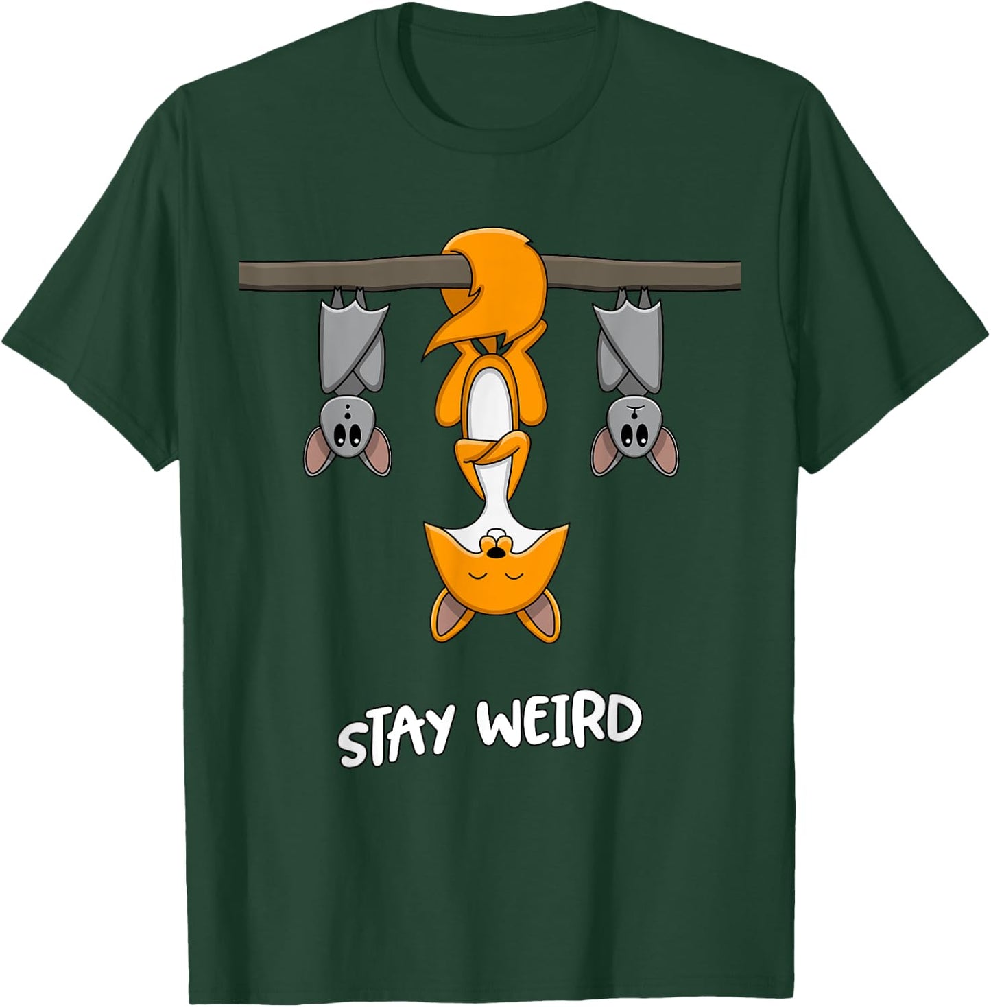 Stay Weird Quote Funny Fox Bats Animal Lovers Emo E-Girl T-Shirt - T-Shirt | Forest