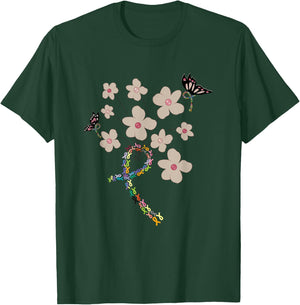 All Cancer Matters Awareness All Ribbons Butterfly T-Shirt - T-Shirt | Forest