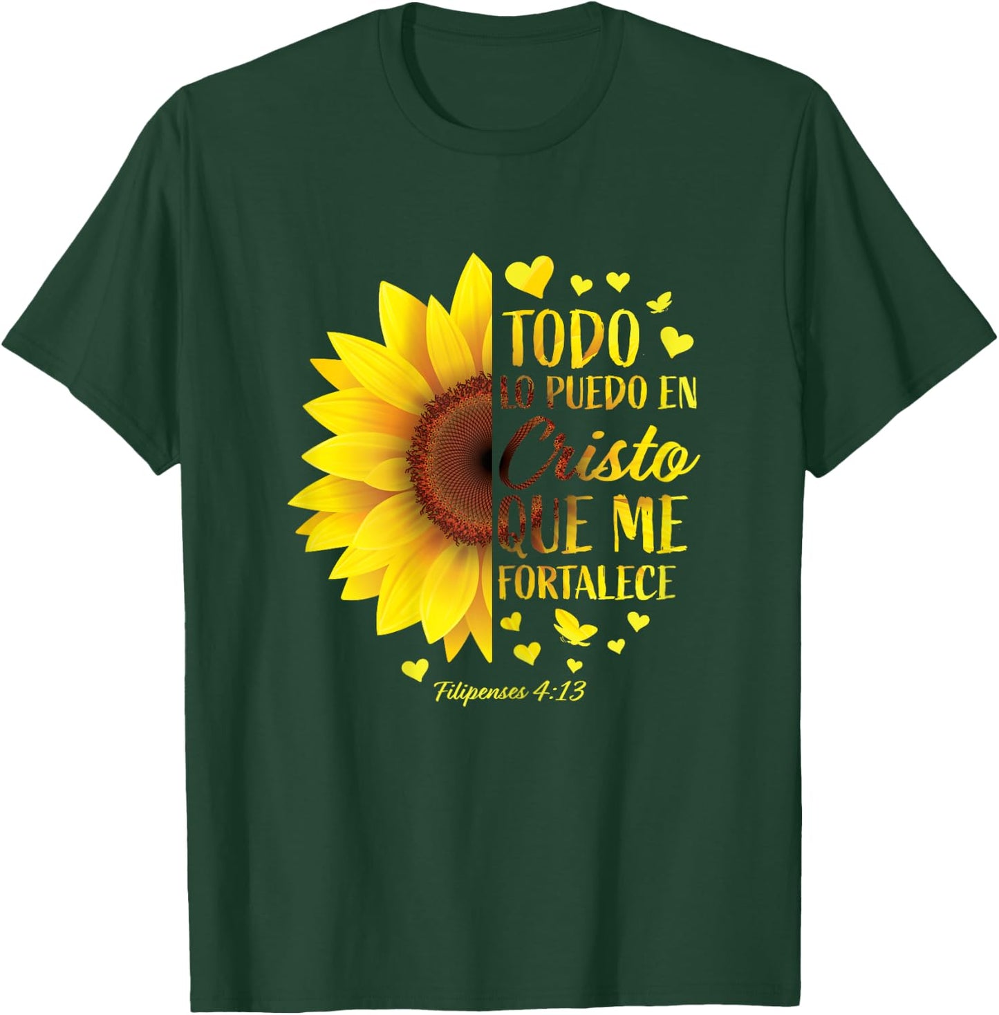 Christian Gift Spanish Women Religious Bible Verse Sunflower T-Shirt - T-Shirt | Forest