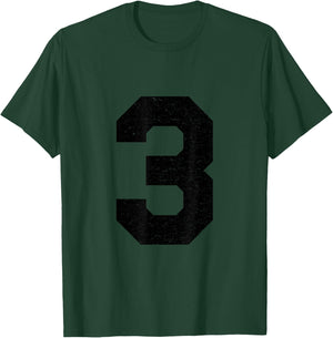 #3 Jersey Uniform Varsity Sports Number, 3rd Place T-Shirt - T-Shirt | Forest