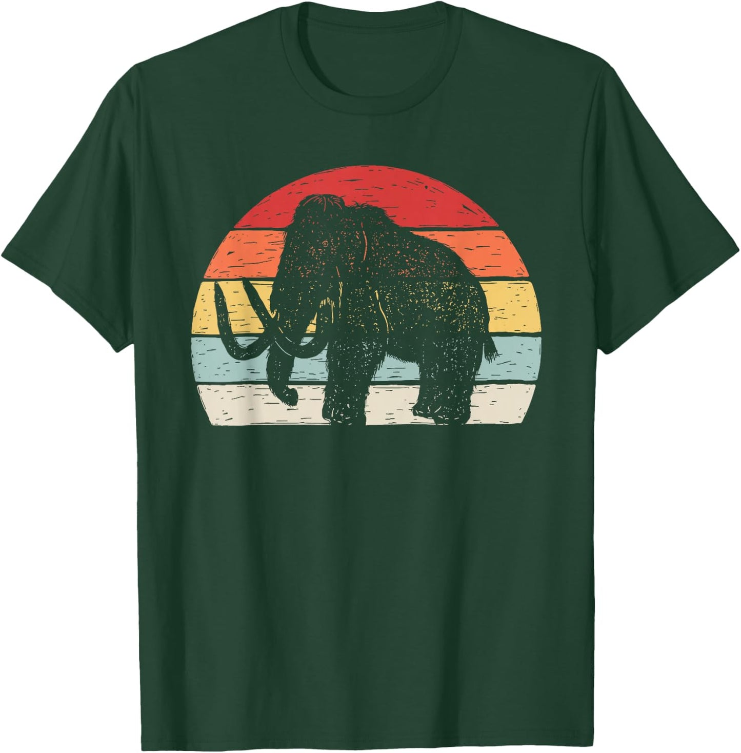 Catch Some Rays Vintage Retro Woolly Mammoth - Black, -Adults, Small, Short Sleeve, , Modern Vintage, Animal-print T-Shirt - T-Shirt | Forest