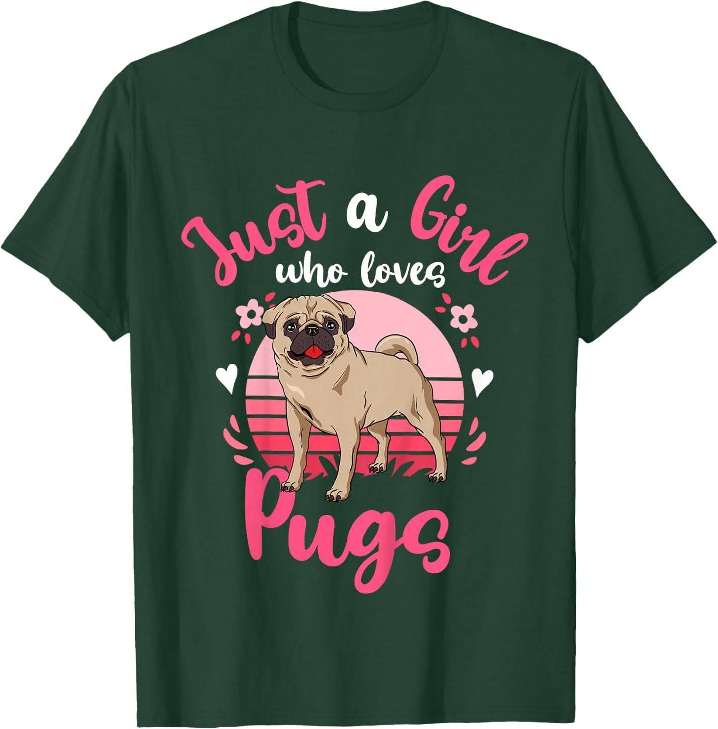 Kids Pug Just a Girl Who Loves Pugs T-Shirt - T-Shirt | Forest