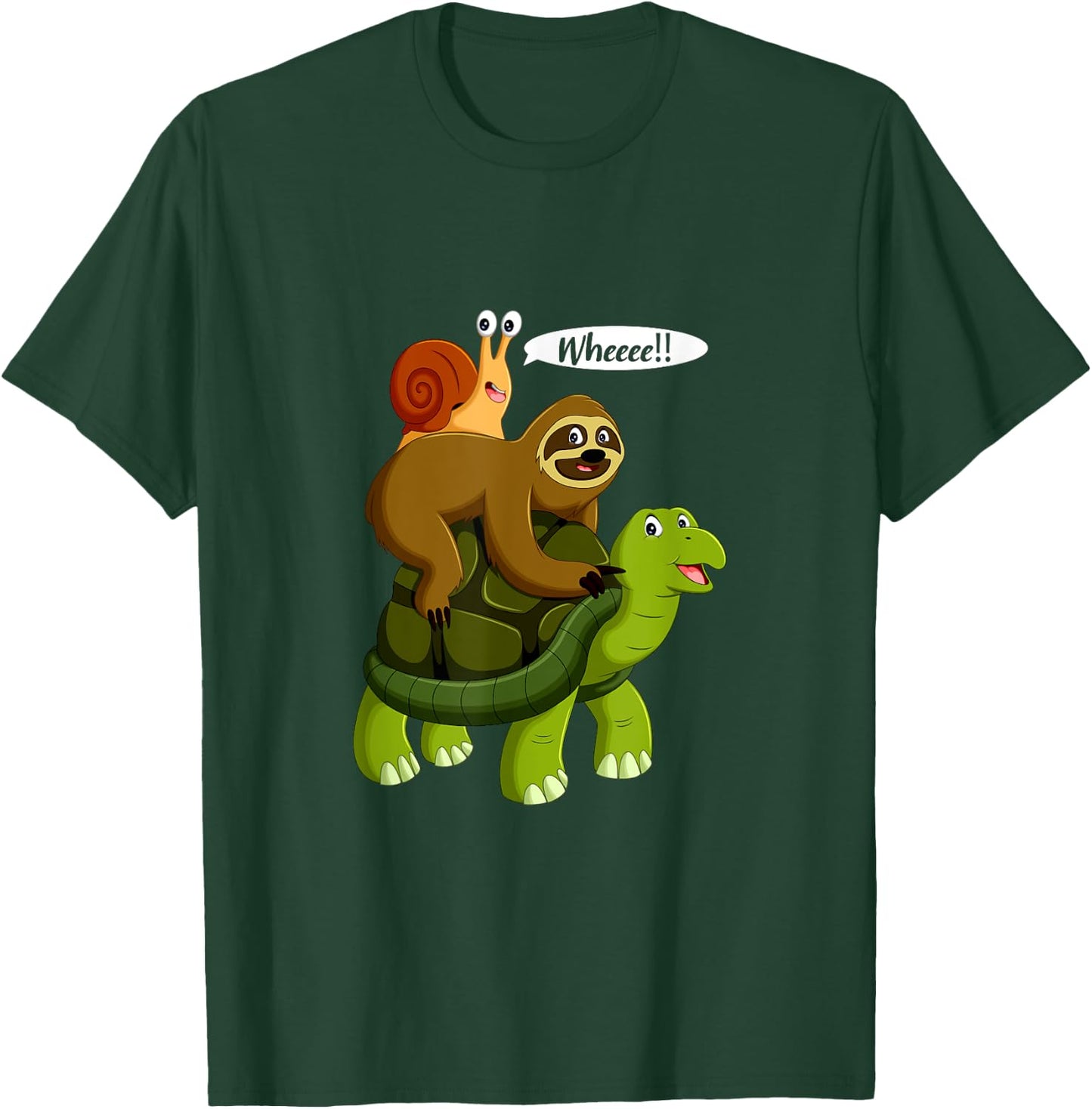 Snail Riding A Turtle Riding A Sloth Whee Funny Sloth T-Shirt - T-Shirt | Forest
