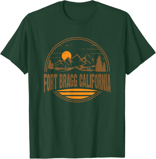 Vintage Fort Bragg, California Mountain Hiking Print T-Shirt - T-Shirt | Forest