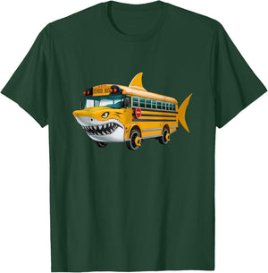 Shark School Bus Shark Lovers Funny Back To School Kids Boys T-Shirt - T-Shirt | Forest