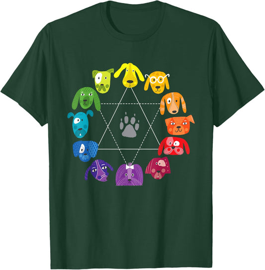 Unique Gifts for Artists by ADS Color Wheel Educational Art Teacher Dog Themed Artist Black Small T-Shirt - T-Shirt | Forest