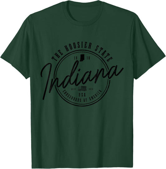 Indiana The Hoosier State Est. 1816 Patriotic Indiana T-Shirt - T-Shirt | Forest