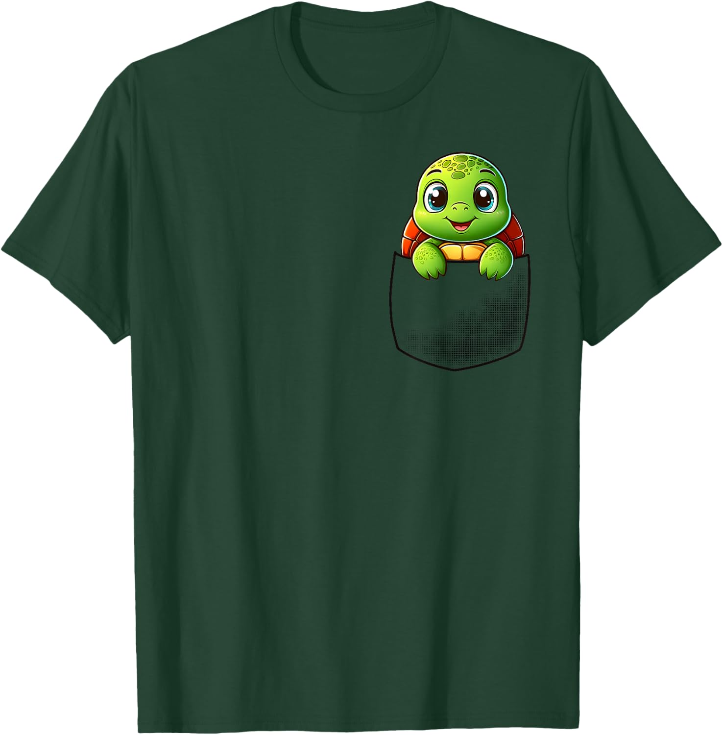 Adorable Turtle in Pocket for Kids, Boys, Girls, Women T-Shirt - T-Shirt | Forest