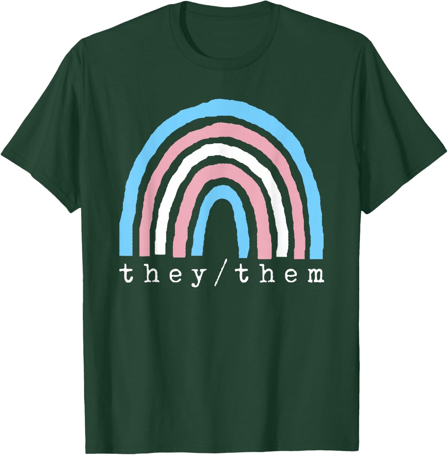 Boho Rainbow Trans Pronouns They Them Pride LBGTQIA T-Shirt - T-Shirt | Forest