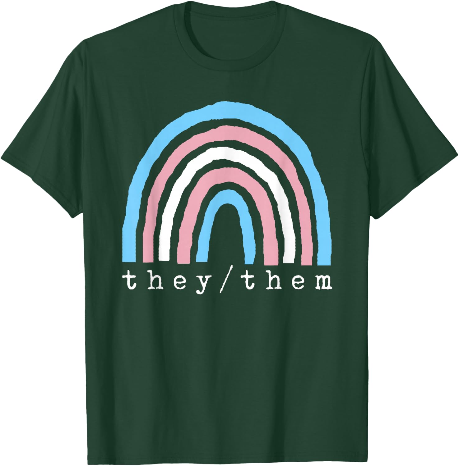 Boho Rainbow Trans Pronouns They Them Pride LBGTQIA T-Shirt - T-Shirt | Forest