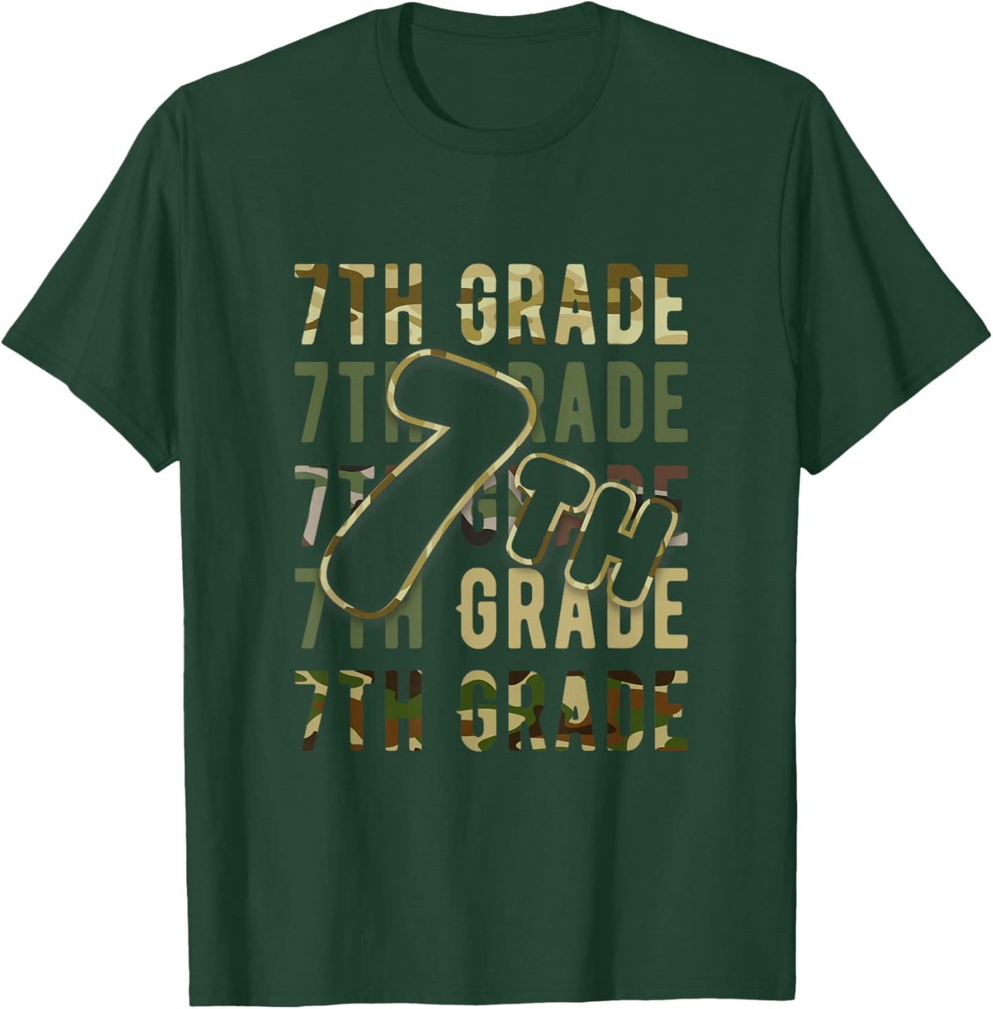 Camo Team 7th Grade Squad Back To School Teacher Kids Boys T-Shirt - T-Shirt | Forest