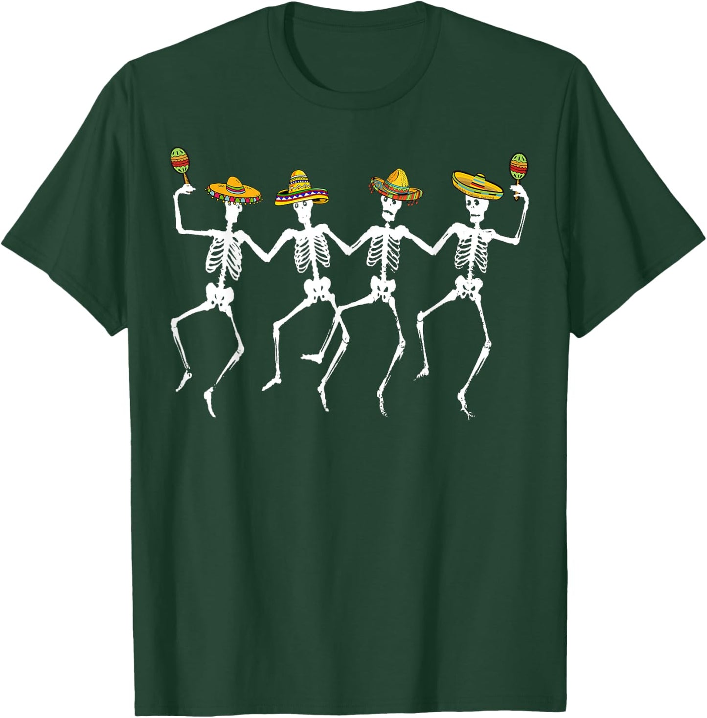 Funny Dancing Skeletons Sombreros Maracas - Cinco de Mayo T-Shirt - T-Shirt | Forest