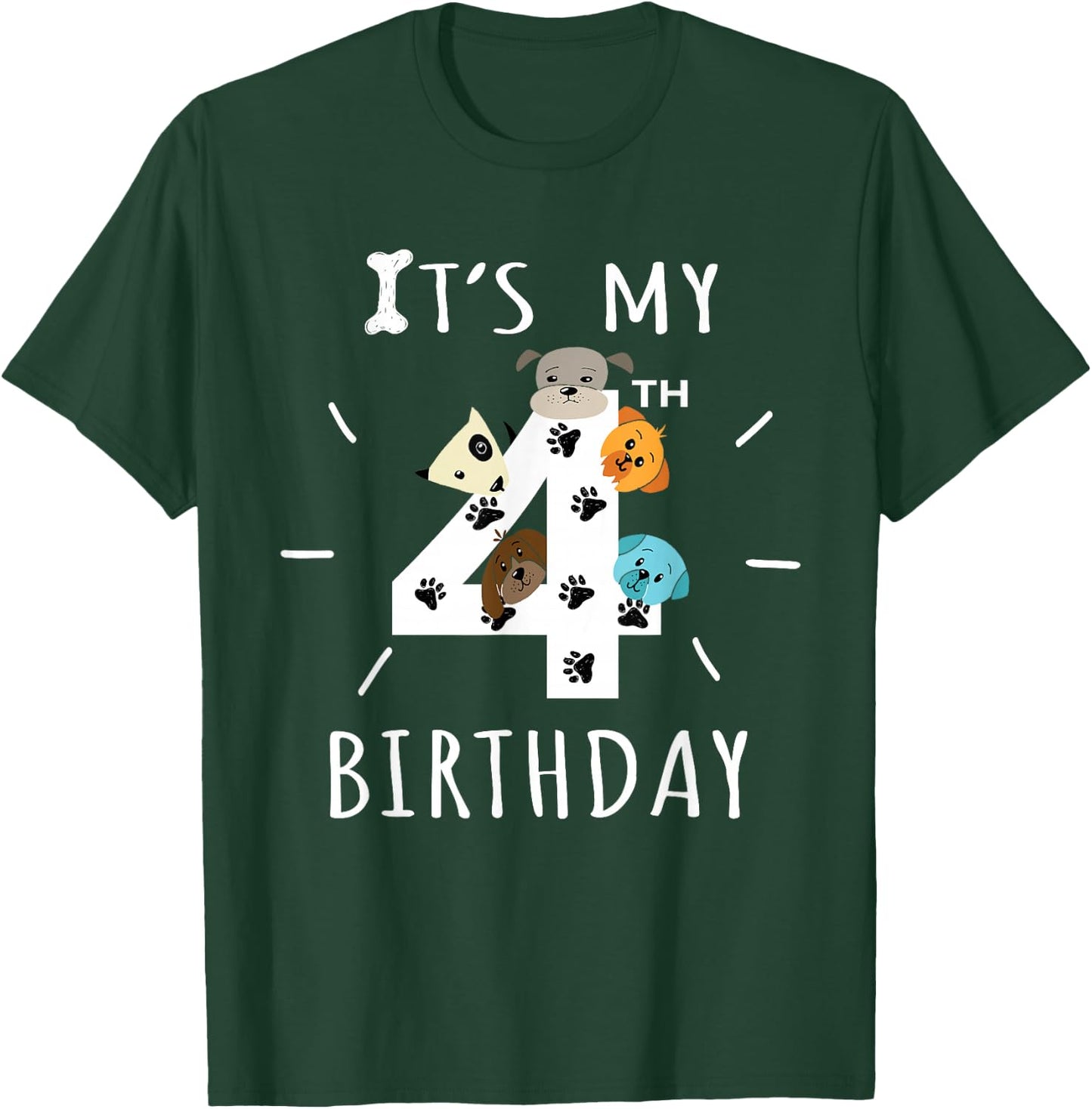 It's My 4th Birthday Dog Lover Theme 4 Years Old Puppy T-Shirt - T-Shirt | Forest