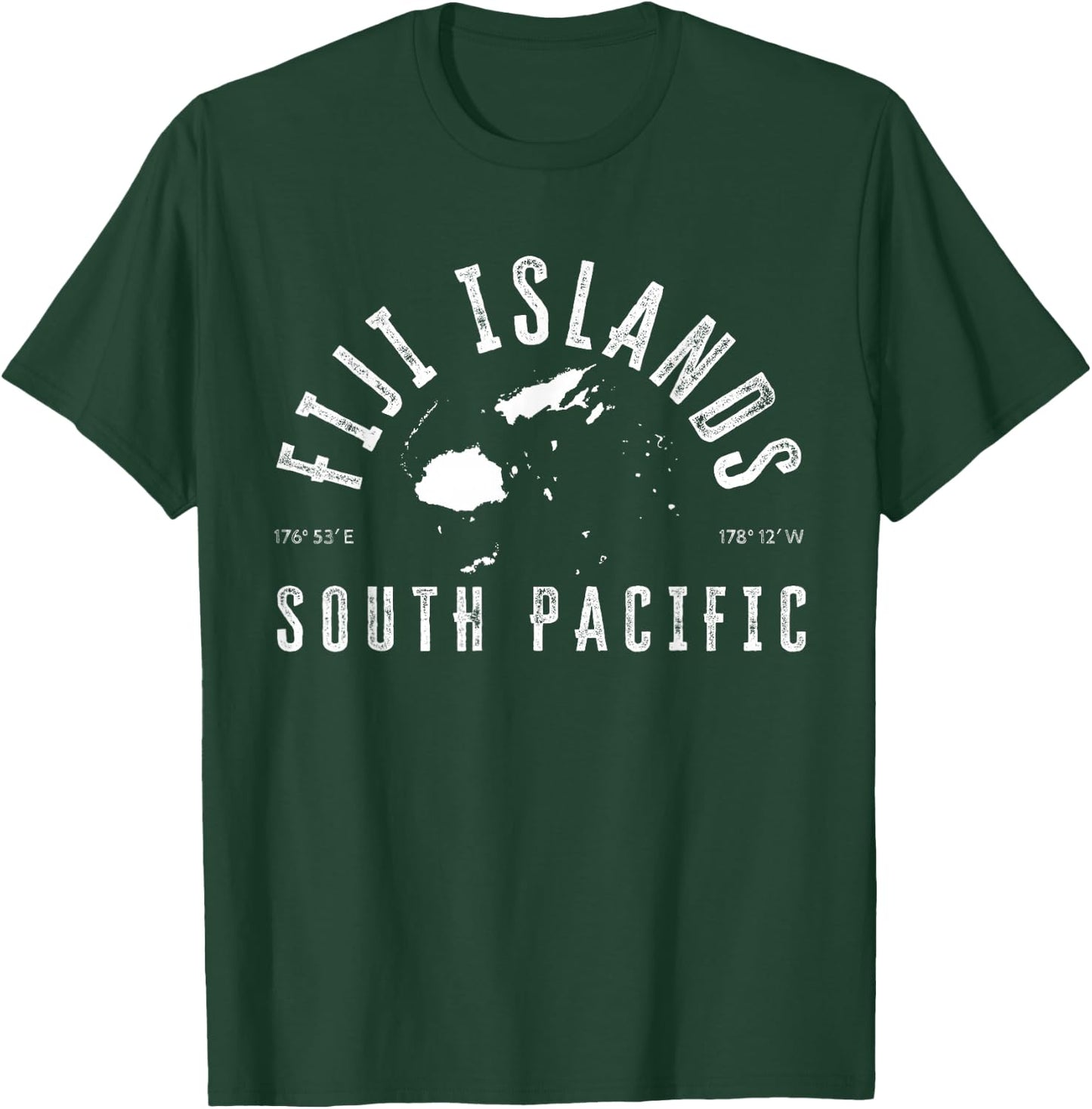 Fiji Islands Map And Coordinates Souvenir Fiji T-Shirt - T-Shirt | Forest