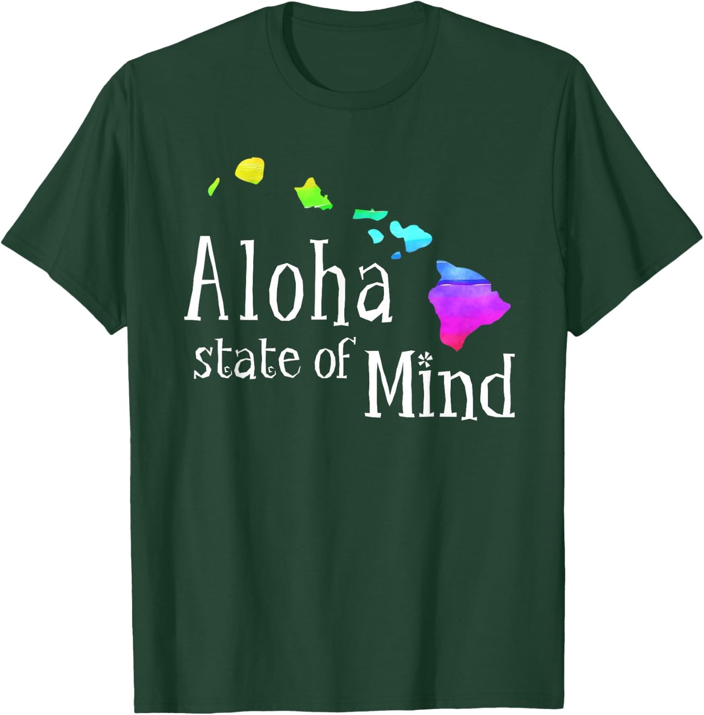 Aloha State of Mind Hawaiian Island Chain Rainbow T-Shirt - T-Shirt | Forest