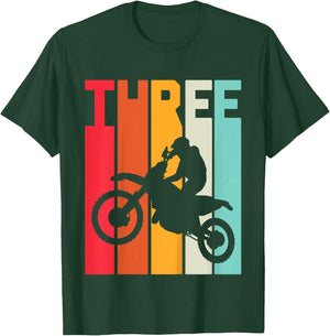 3th Birthday Retro Motocross 3 Years Boys Girl Dirt Bike T-Shirt - T-Shirt | Forest