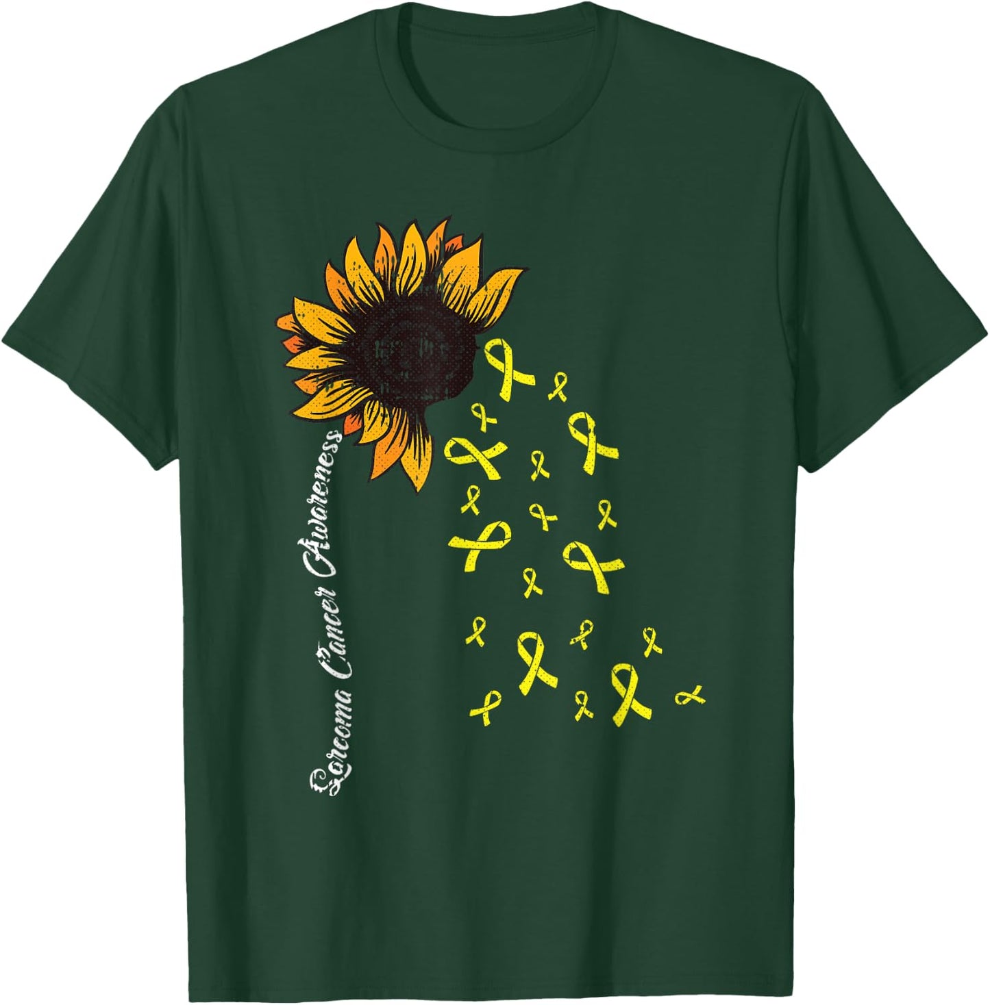 Sarcoma Cancer Awareness Yellow Ribbon Sunflower Warrior T-Shirt - T-Shirt | Forest