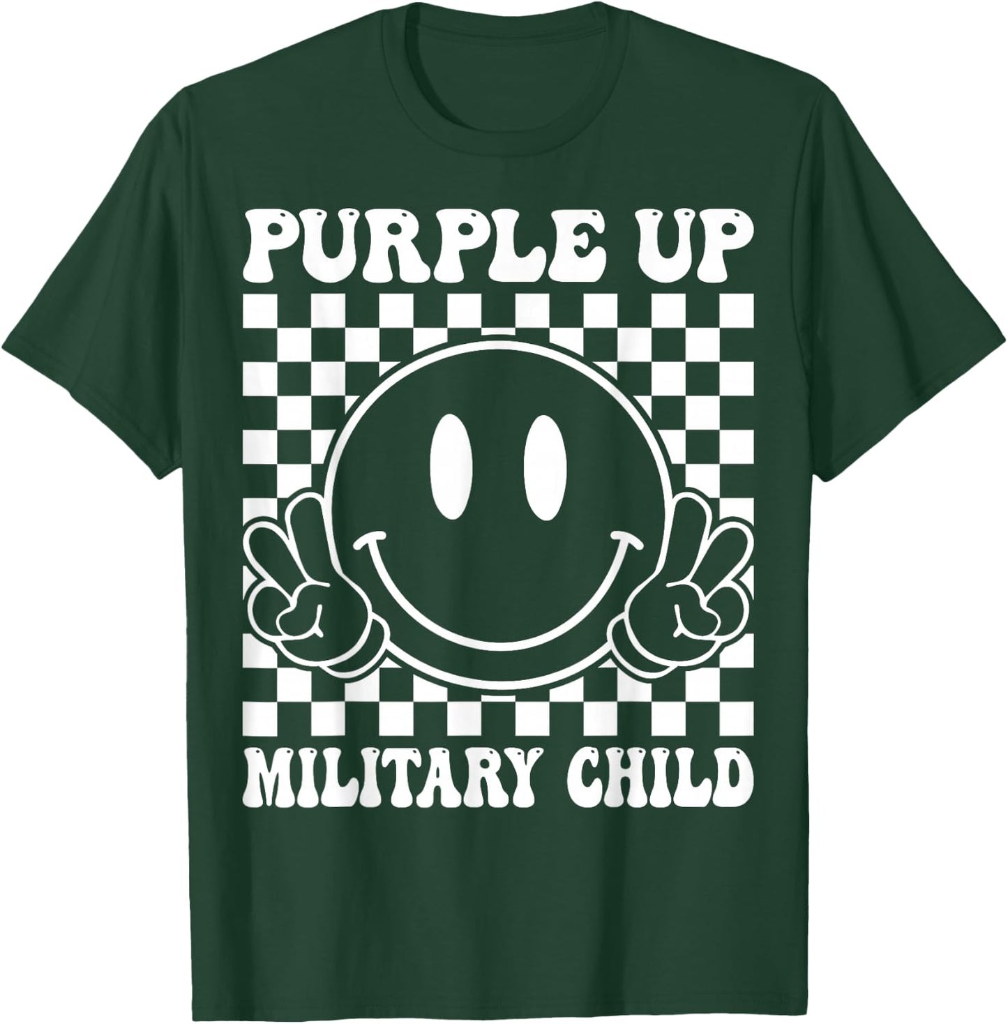 Purple Up for Military Kids Groovy Military Child Month T-Shirt - T-Shirt | Forest