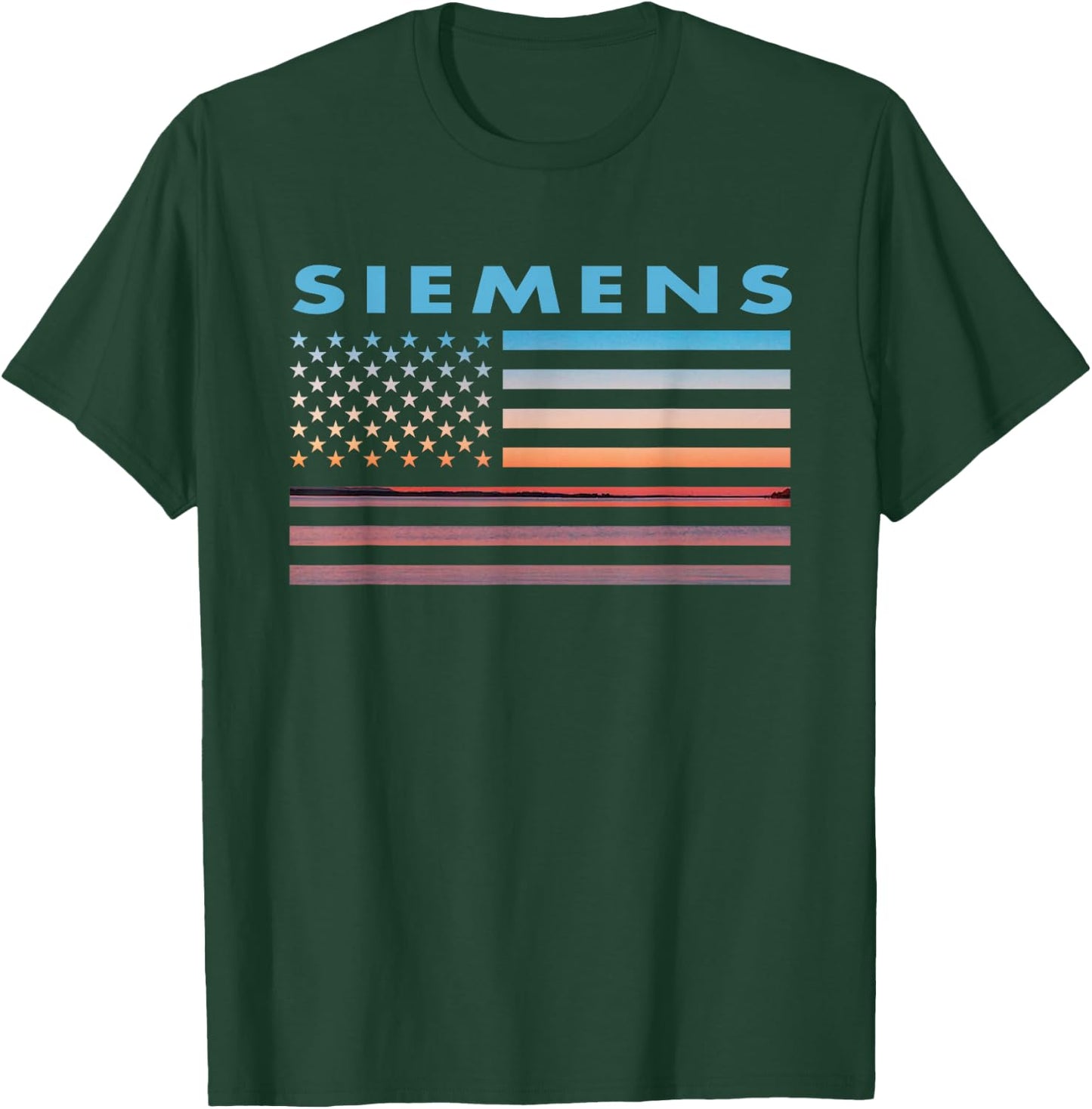 Vintage Sunset American Flag Siemens, Michigan T-Shirt - T-Shirt | Forest