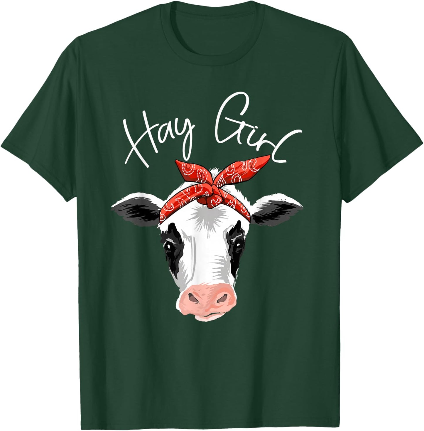 Hay Girl Farmer Funny Cattle Cow Farm Lovers Gift Women Kids T-Shirt - T-Shirt | Forest