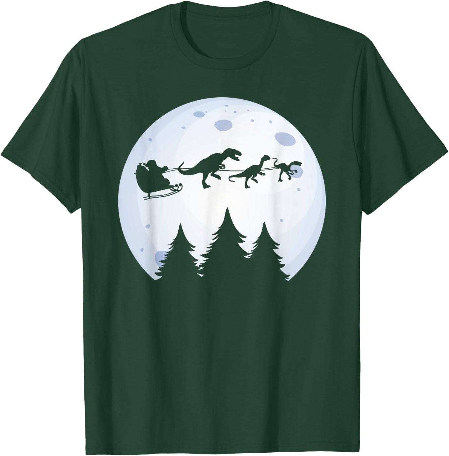 Christmas Dinosaur - Santa Claus Moon & Dinos for Boys T-Shirt - T-Shirt | Forest